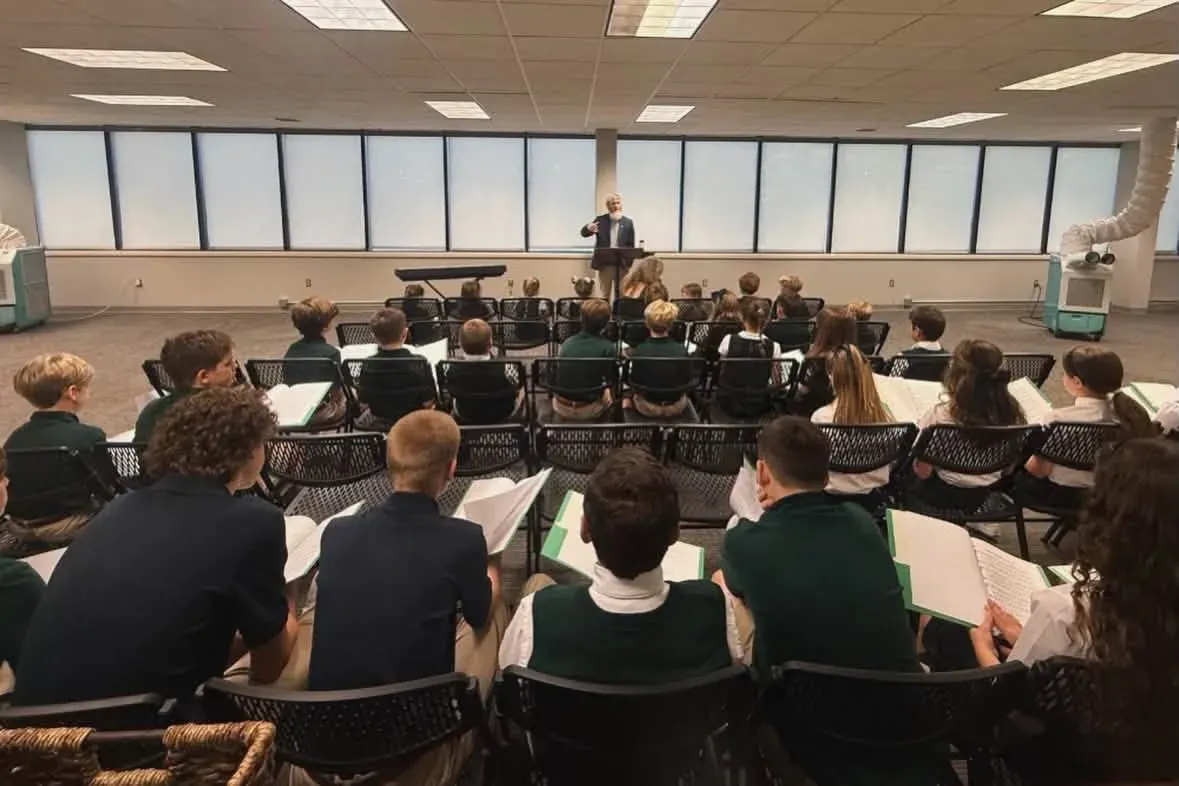 Students gathered for morning assembly